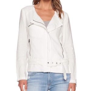 White linen motorcycle jacket